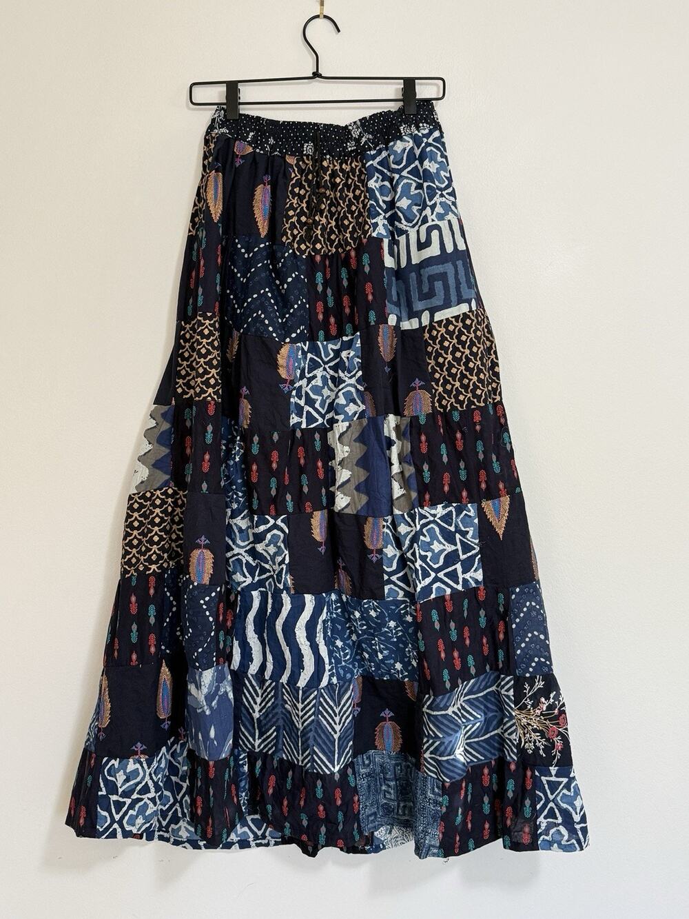 Jessica Taylor Skirt Women Boho Maxi Elastic Waist Festival Artsy SMALL Blue